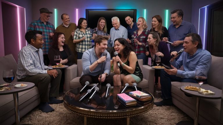 fun family singing together